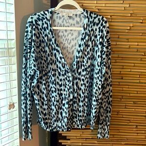 LOFT Cardigan Sweater Women’s Large Leopard Print EUC